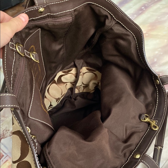 Coach Extra Large Brown Monogram Travel bag w/Leather Accents - Picture 10 of 13